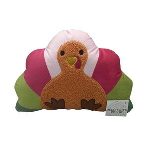 Target Thanksgiving Turkey Shaped Throw Pillow NEW Vibrant Multicolor 9.5"x14"
